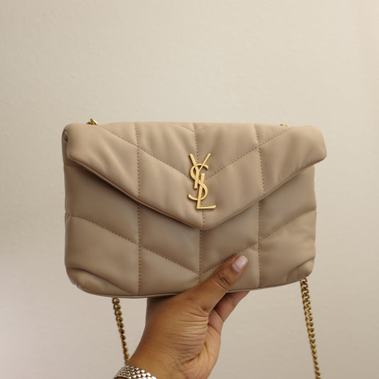 YSL Saint Laurent Small Puffer Bag Beige Lambskin