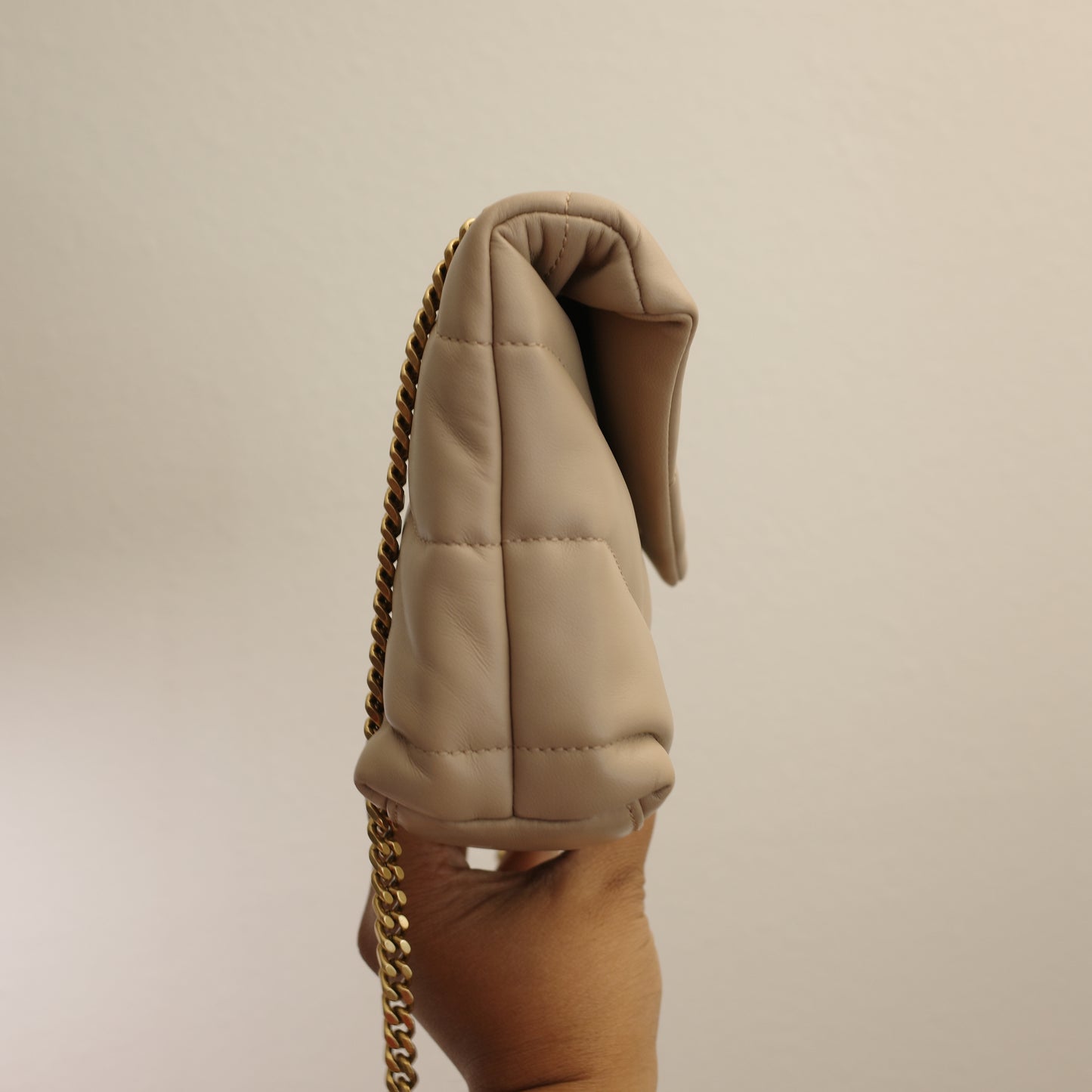 YSL Saint Laurent Small Puffer Bag Beige Lambskin