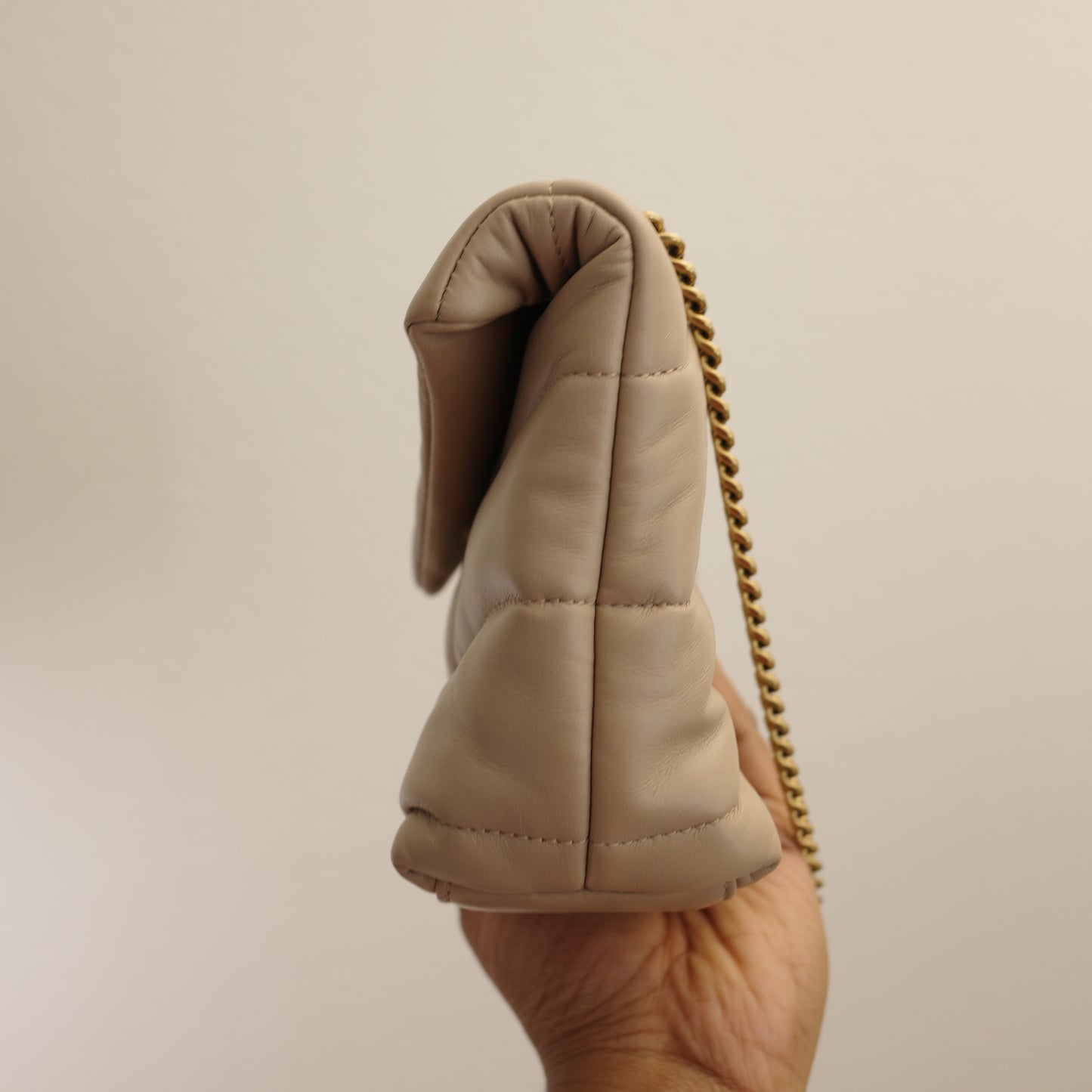 YSL Saint Laurent Small Puffer Bag Beige Lambskin