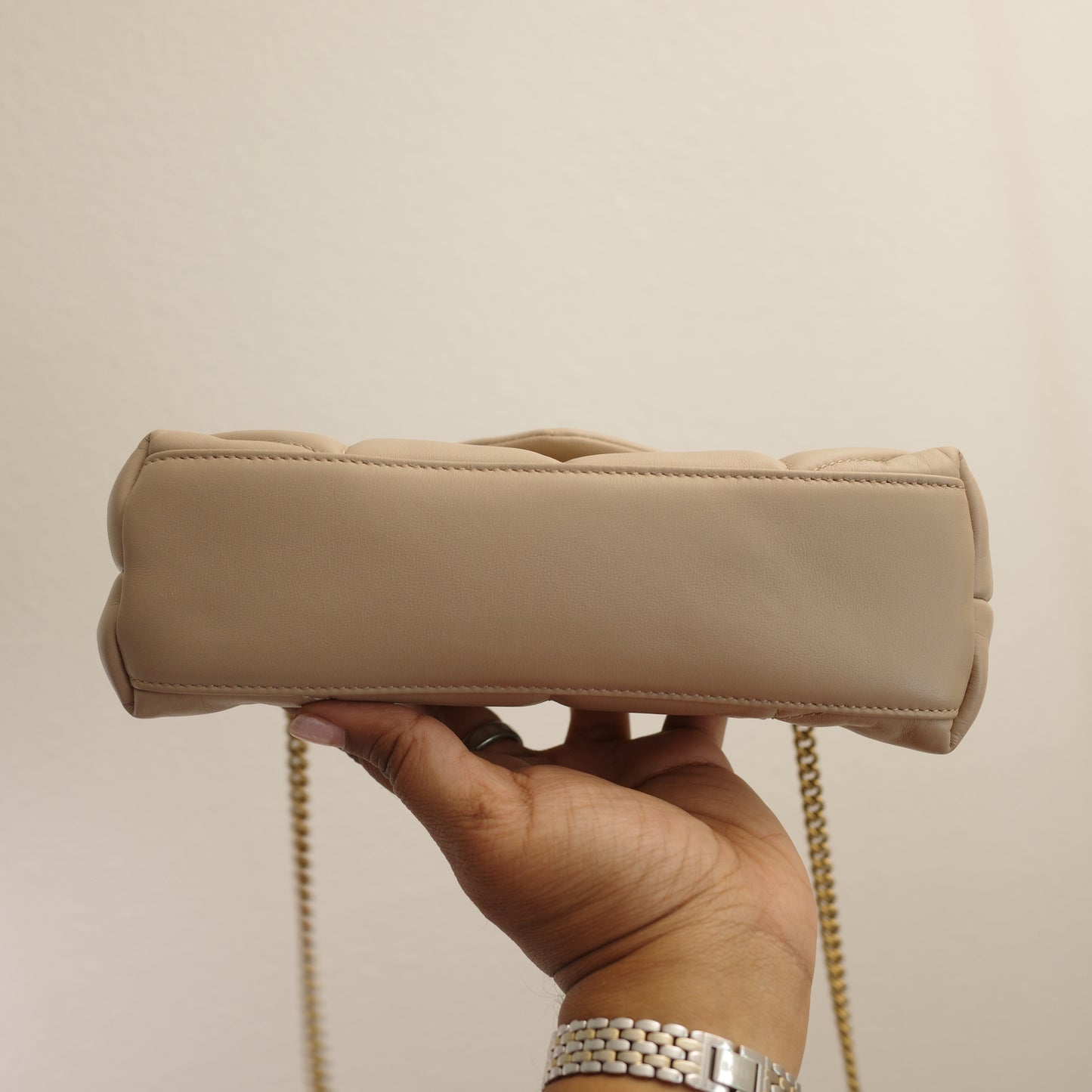 YSL Saint Laurent Small Puffer Bag Beige Lambskin