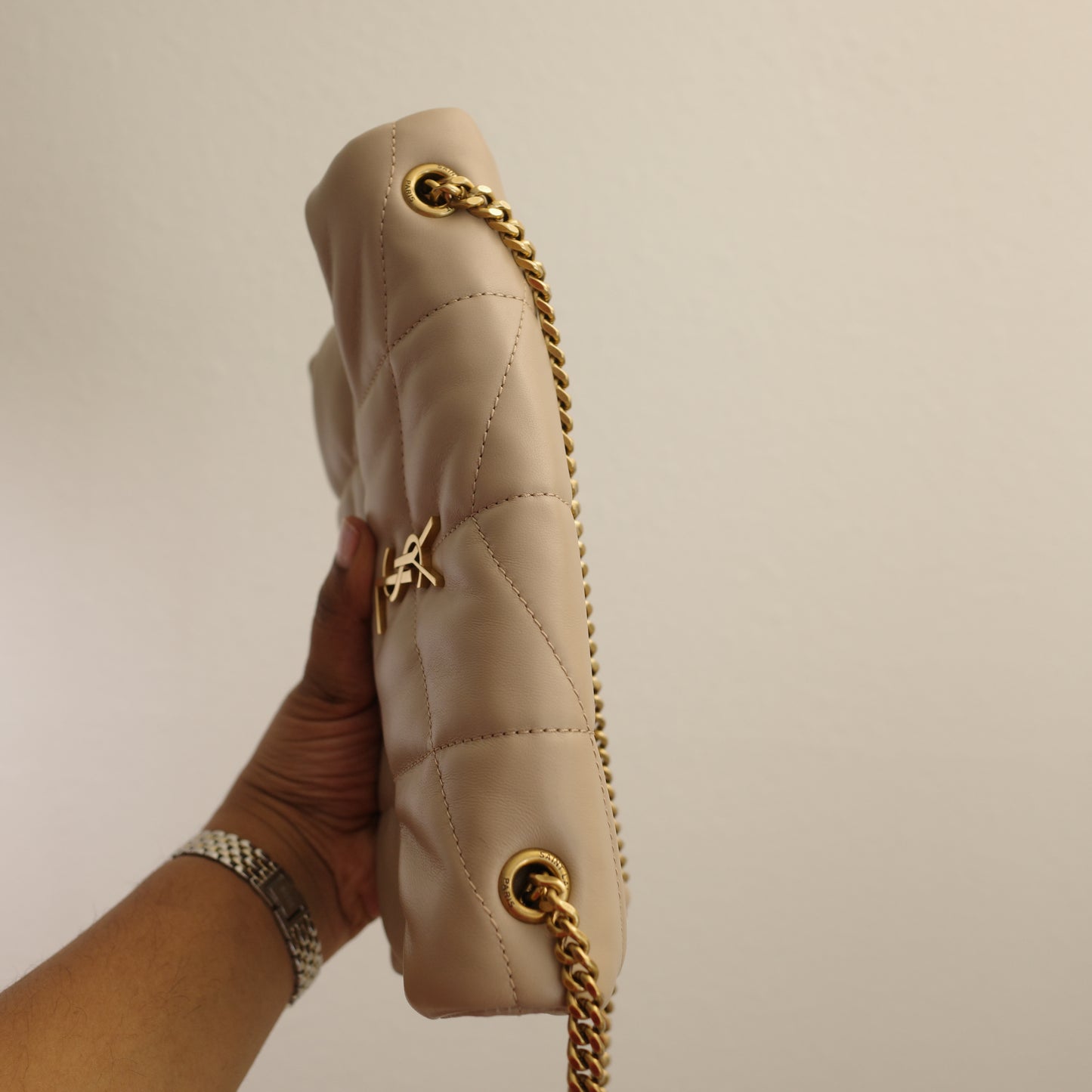 YSL Saint Laurent Small Puffer Bag Beige Lambskin
