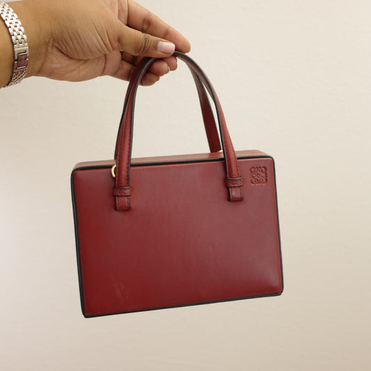 LOEWE Postal Shoulder Bag Burgundy Leather 2-Way