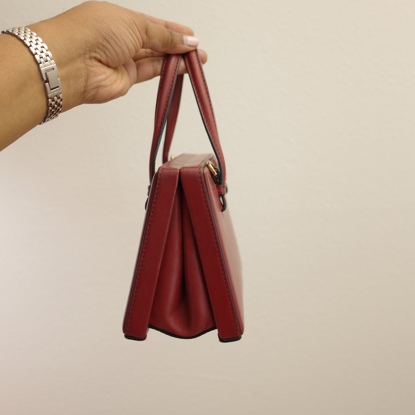 LOEWE Postal Shoulder Bag Burgundy Leather 2-Way