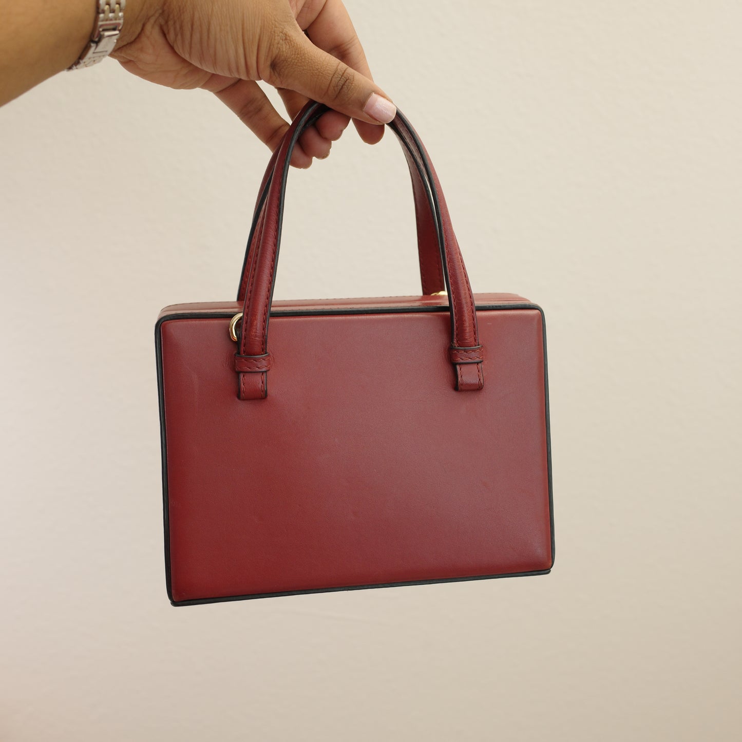 LOEWE Postal Shoulder Bag Burgundy Leather 2-Way