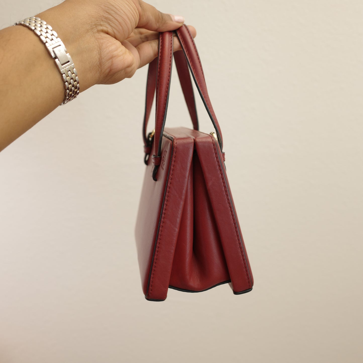 LOEWE Postal Shoulder Bag Burgundy Leather 2-Way