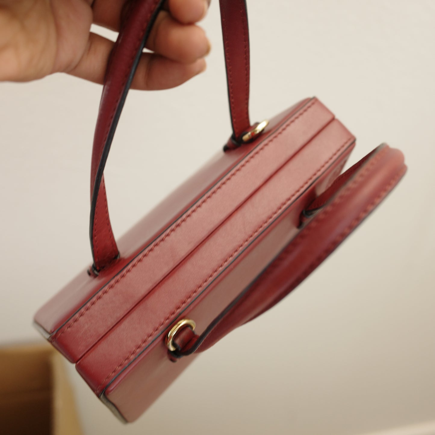 LOEWE Postal Shoulder Bag Burgundy Leather 2-Way
