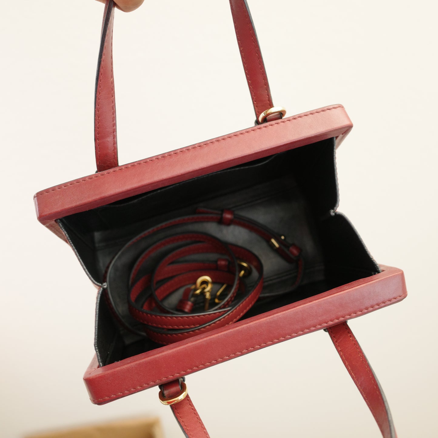 LOEWE Postal Shoulder Bag Burgundy Leather 2-Way
