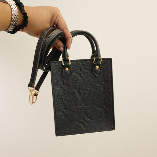 LOUIS VUITTON Petit Sac Plat Black Empreinte Leather