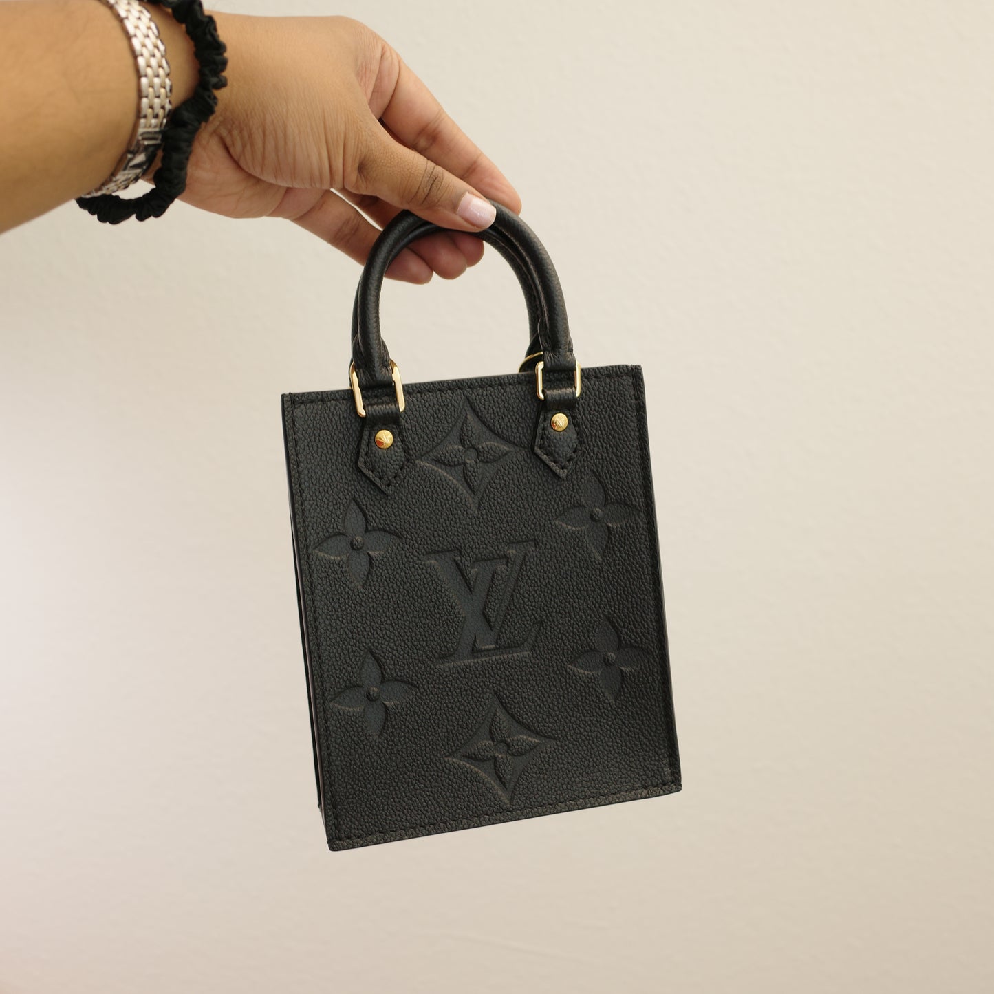 LOUIS VUITTON Petit Sac Plat Black Empreinte Leather