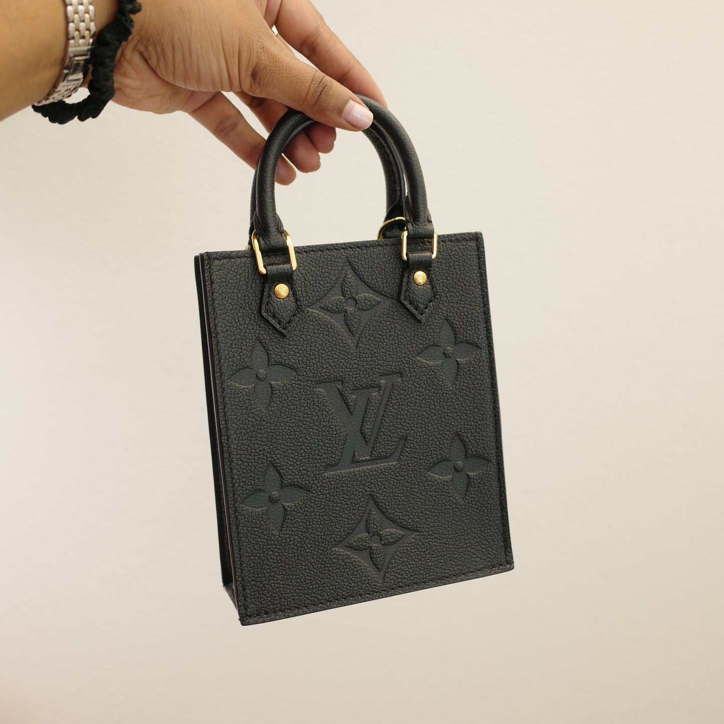 LOUIS VUITTON Petit Sac Plat Black Empreinte Leather