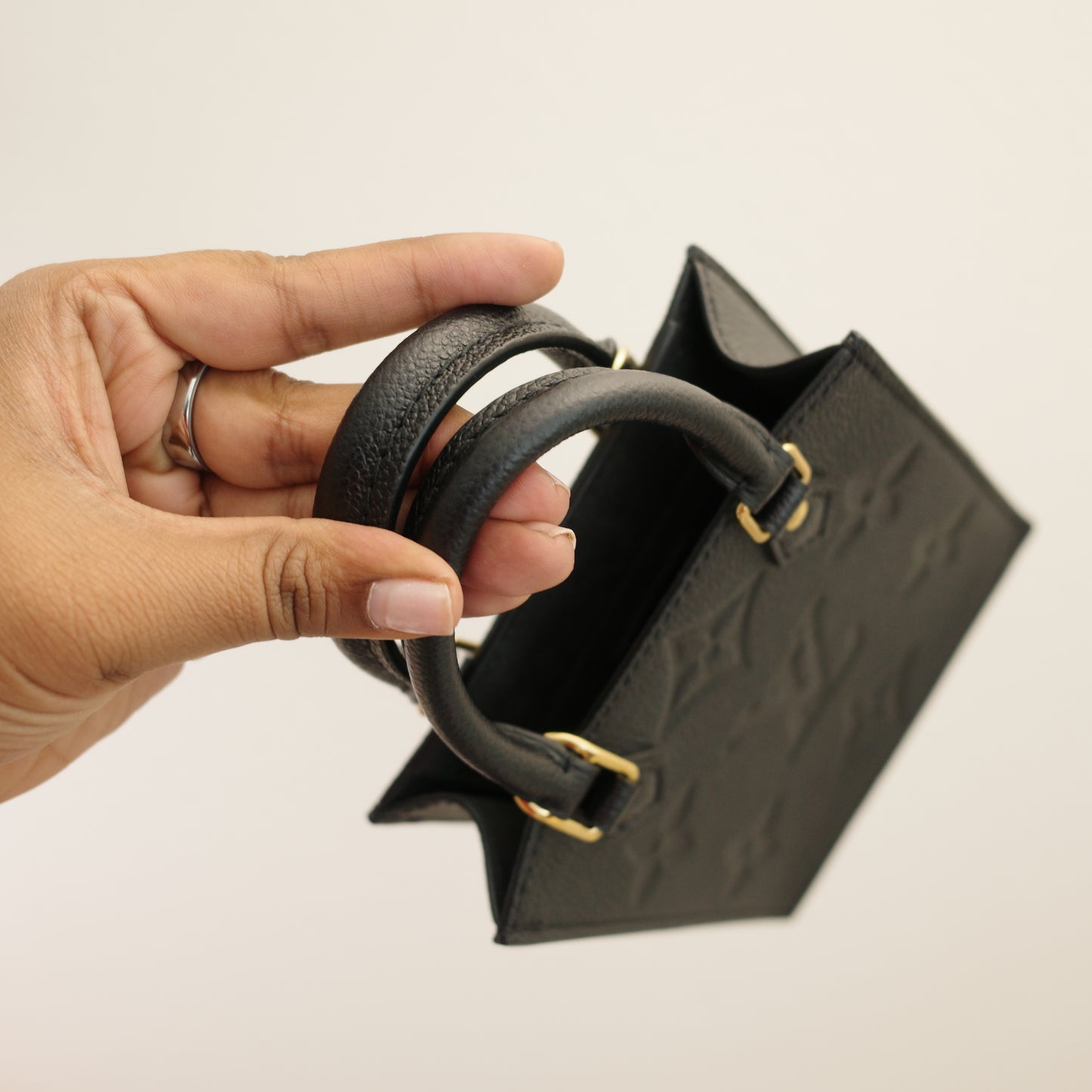 LOUIS VUITTON Petit Sac Plat Black Empreinte Leather