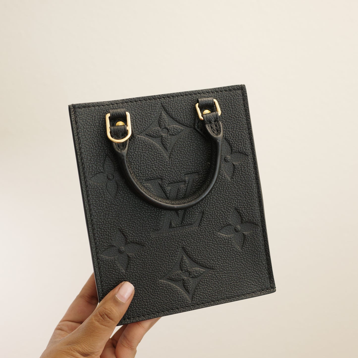 LOUIS VUITTON Petit Sac Plat Black Empreinte Leather
