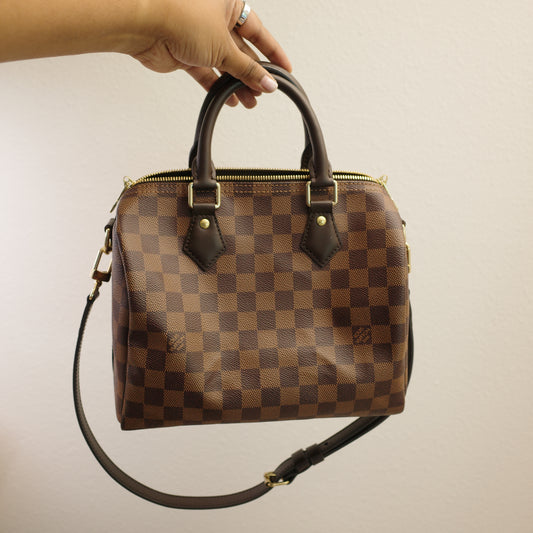 LOUIS VUITTON Damier Ebene Speedy Bandoliere 25