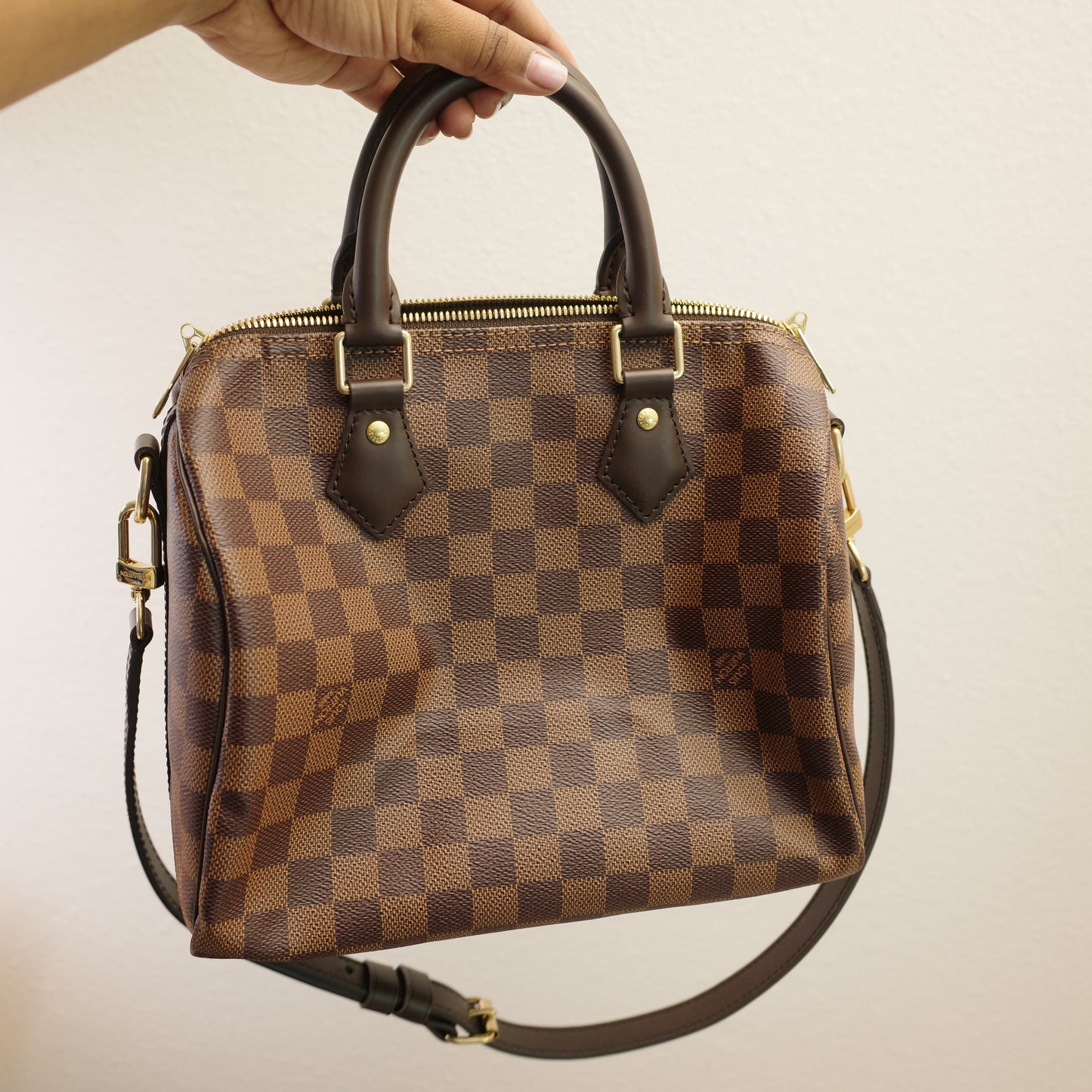 LOUIS VUITTON Damier Ebene Speedy Bandoliere 25