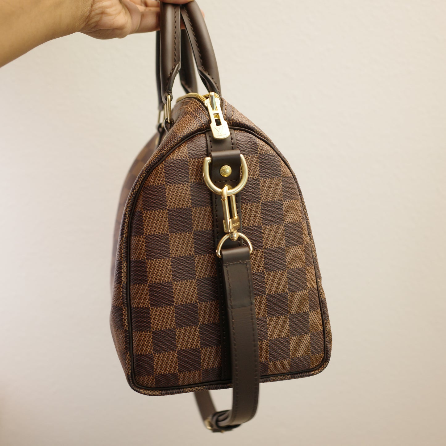 LOUIS VUITTON Damier Ebene Speedy Bandoliere 25