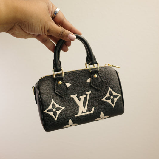 LOUIS VUITTON Bicolor Empreinte Leather Nano Speedy