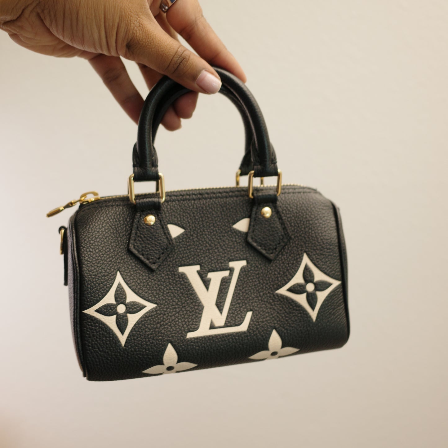 LOUIS VUITTON Bicolor Empreinte Leather Nano Speedy