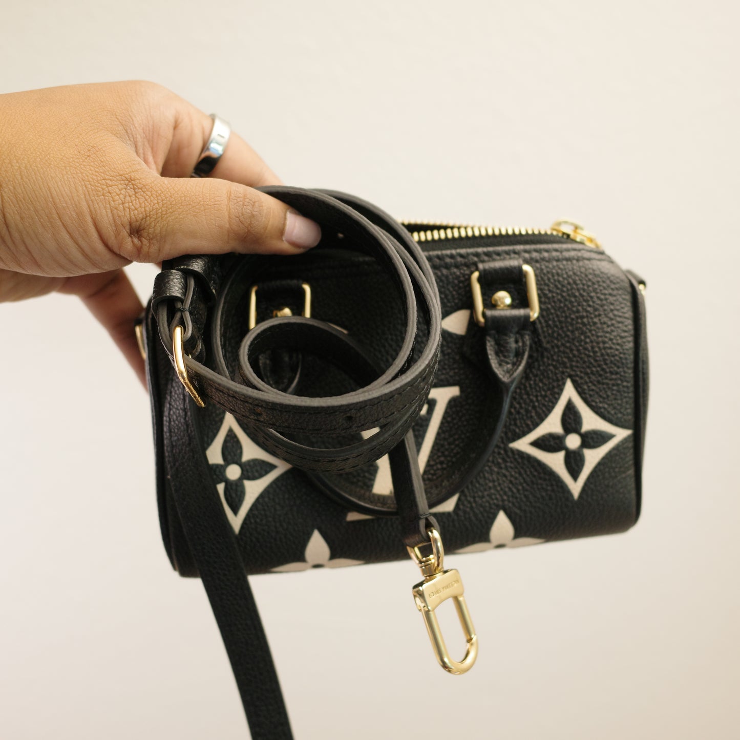 LOUIS VUITTON Bicolor Empreinte Leather Nano Speedy