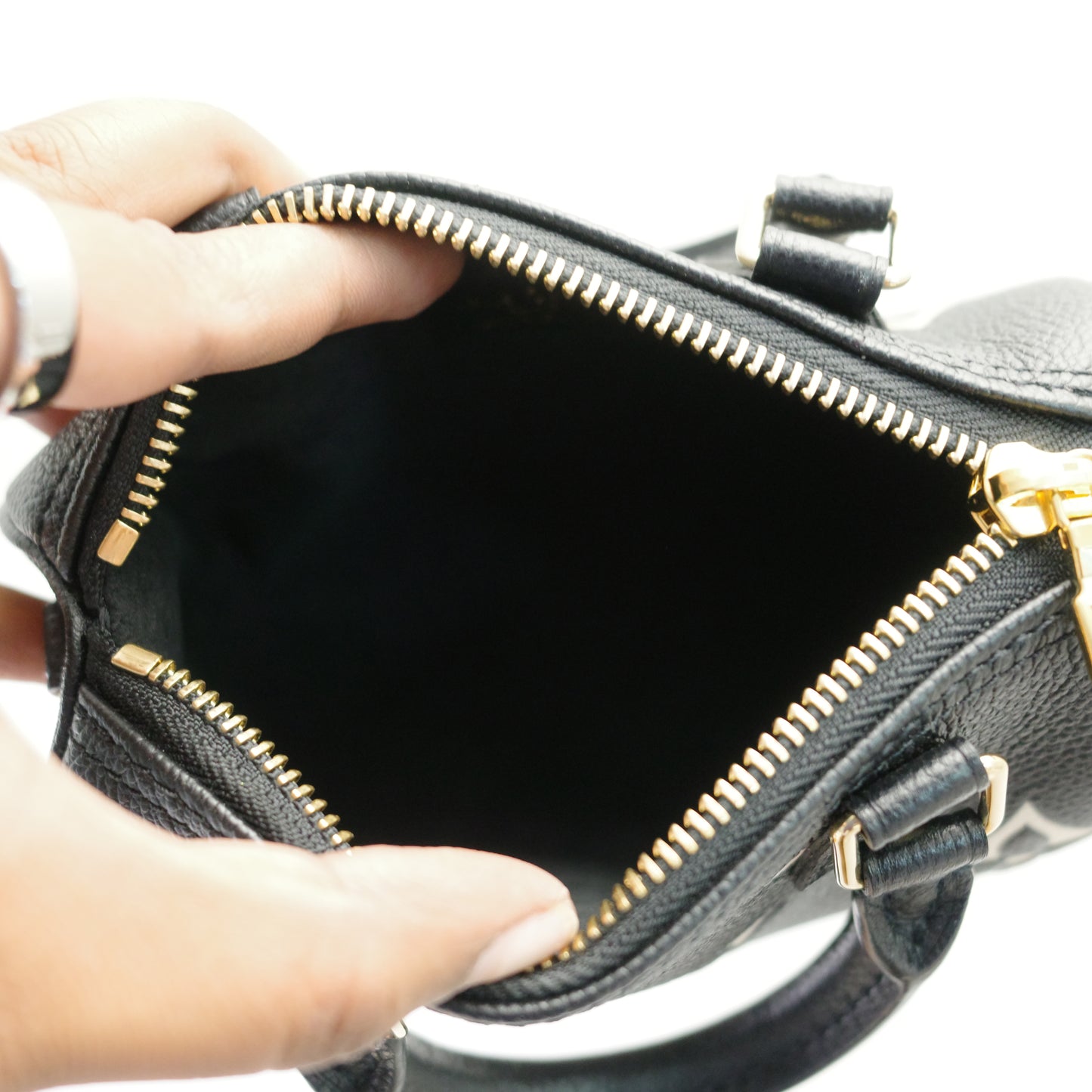 LOUIS VUITTON Bicolor Empreinte Leather Nano Speedy