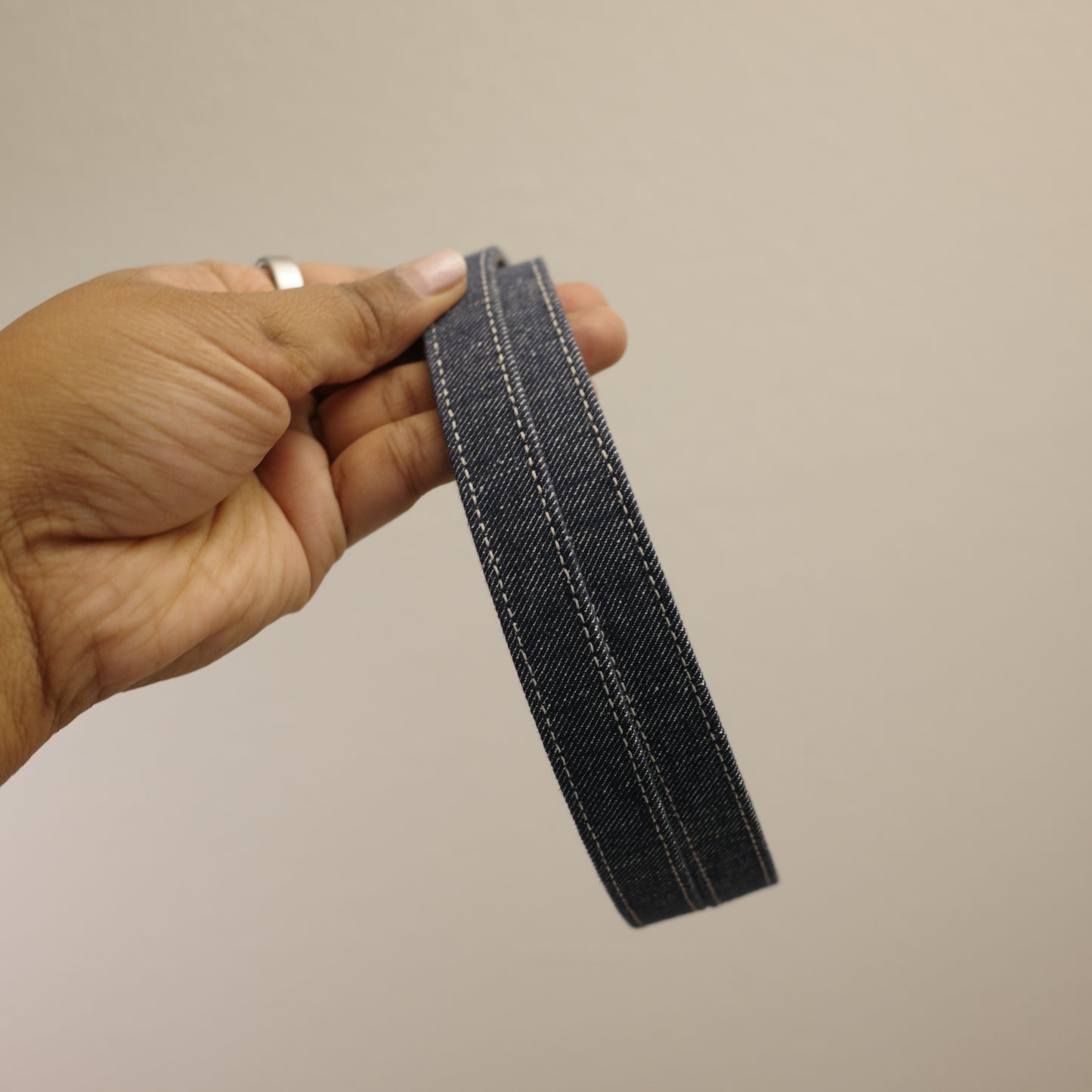 HERMES Denim Epson Rivale Kelly 18 Belt