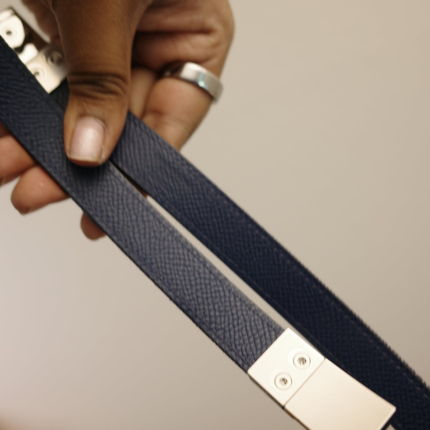 HERMES Denim Epson Rivale Kelly 18 Belt