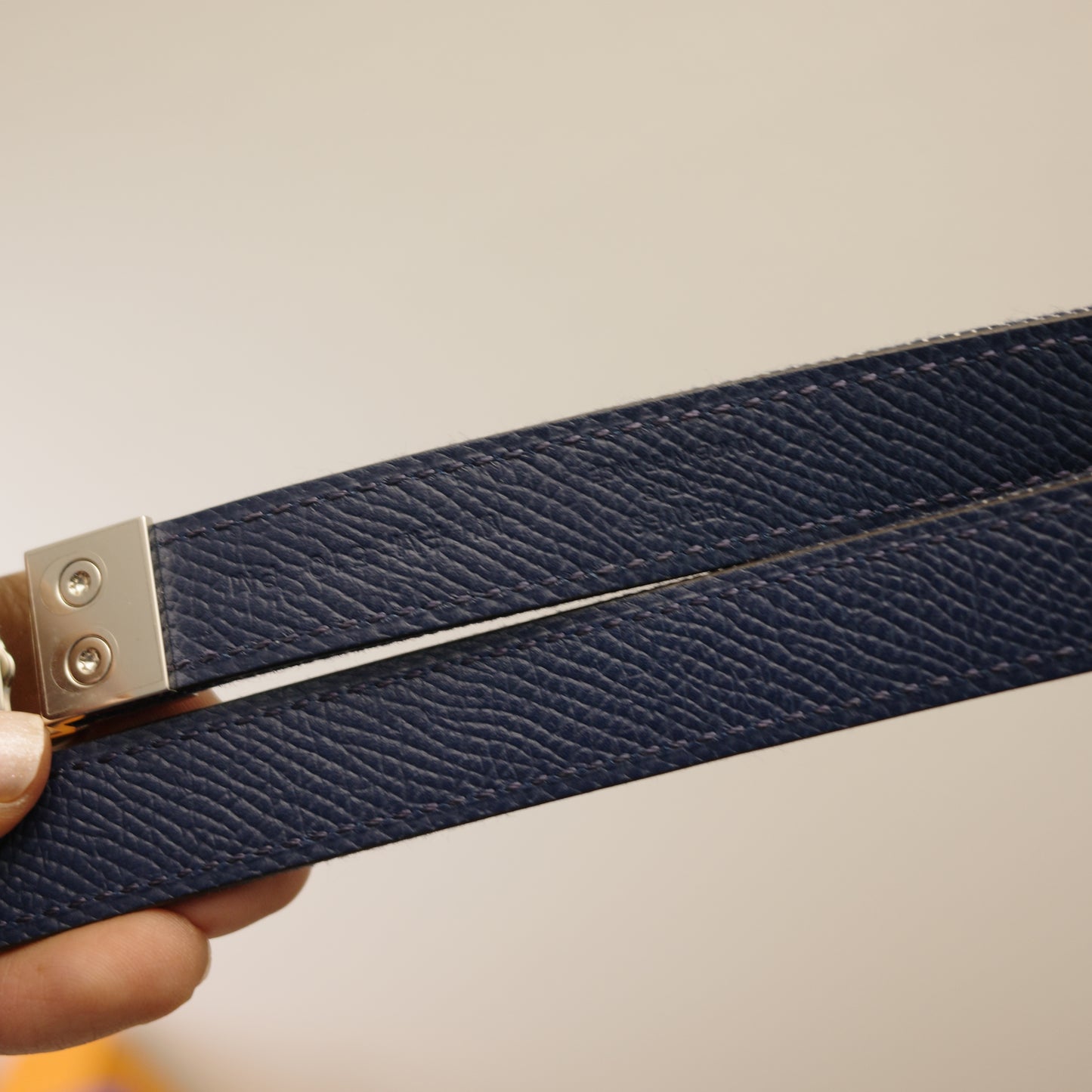 HERMES Denim Epson Rivale Kelly 18 Belt