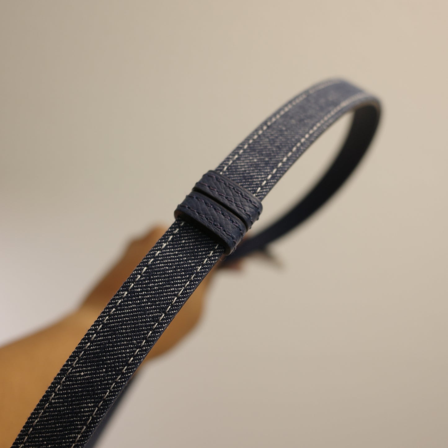 HERMES Denim Epson Rivale Kelly 18 Belt