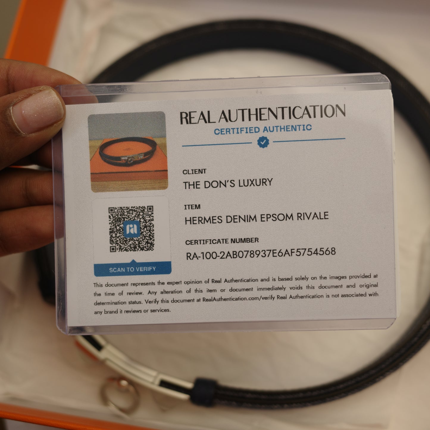 HERMES Denim Epson Rivale Kelly 18 Belt