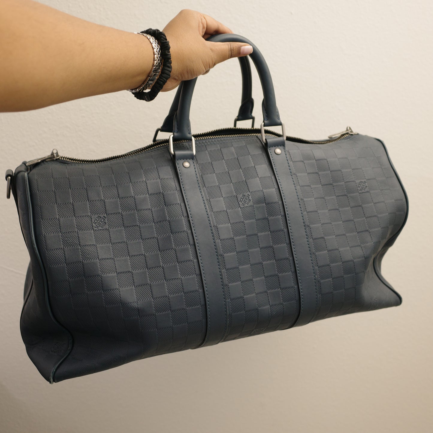 LOUIS VUITTON Blue Damier Infini Keepall 45 Bandoulière