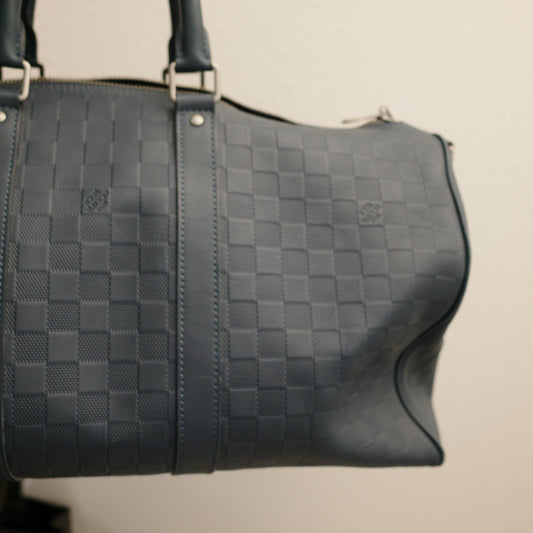 LOUIS VUITTON Blue Damier Infini Keepall 45 Bandoulière