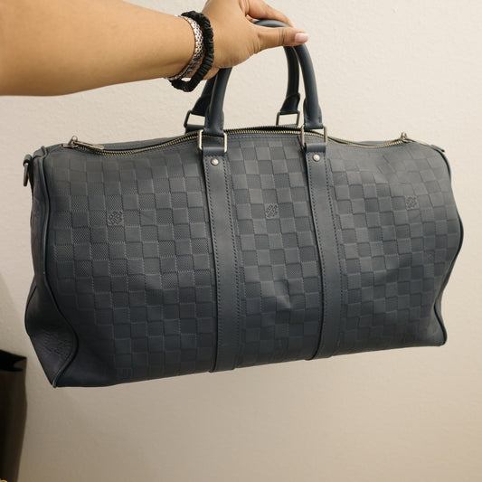 LOUIS VUITTON Blue Damier Infini Keepall 45 Bandoulière