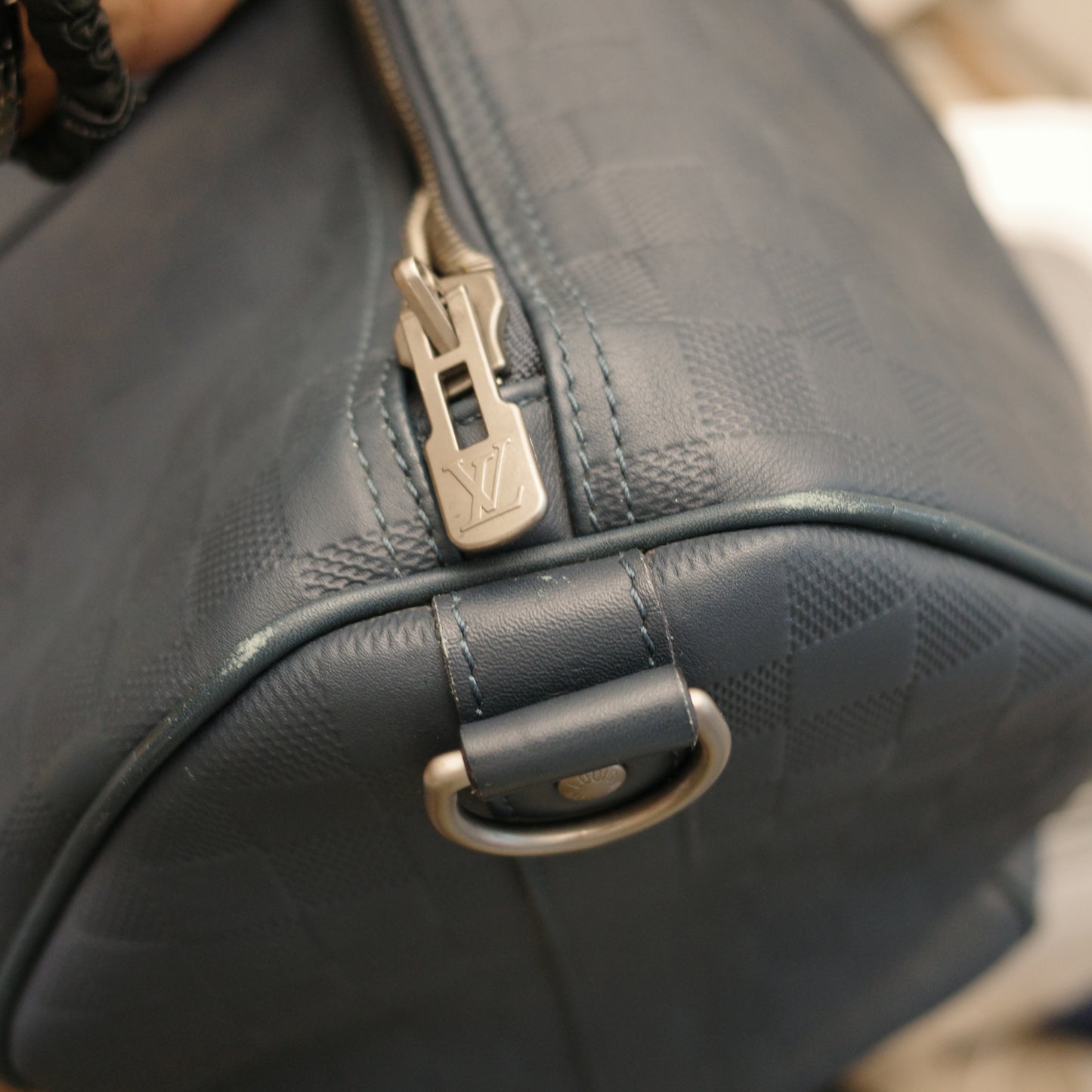 LOUIS VUITTON Blue Damier Infini Keepall 45 Bandoulière