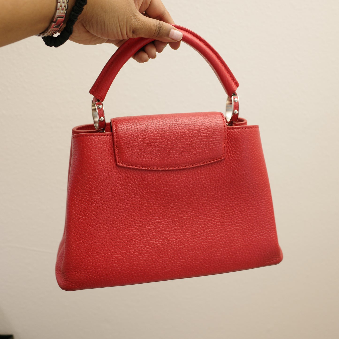 LOUIS VUITTON Red Taurillon Capucines BB