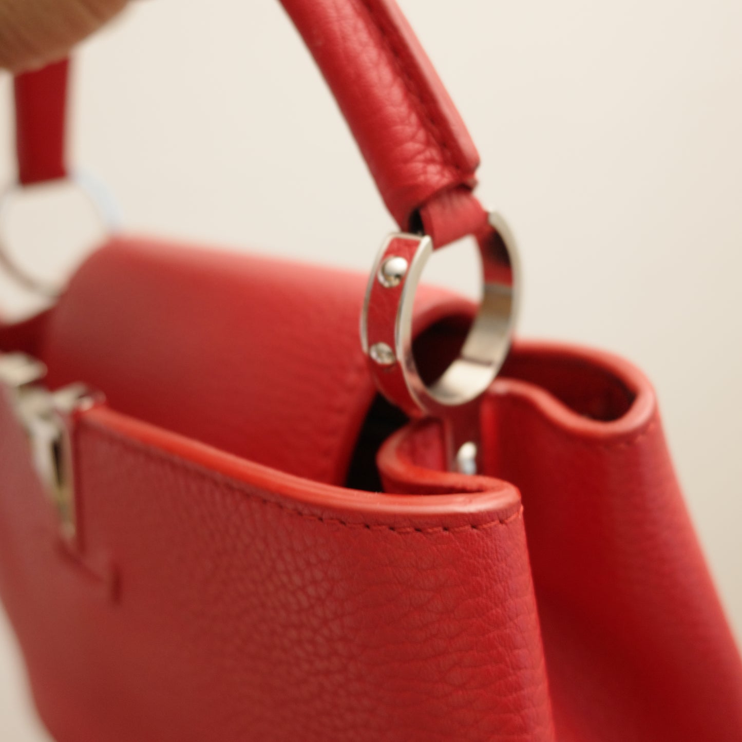 LOUIS VUITTON Red Taurillon Capucines BB