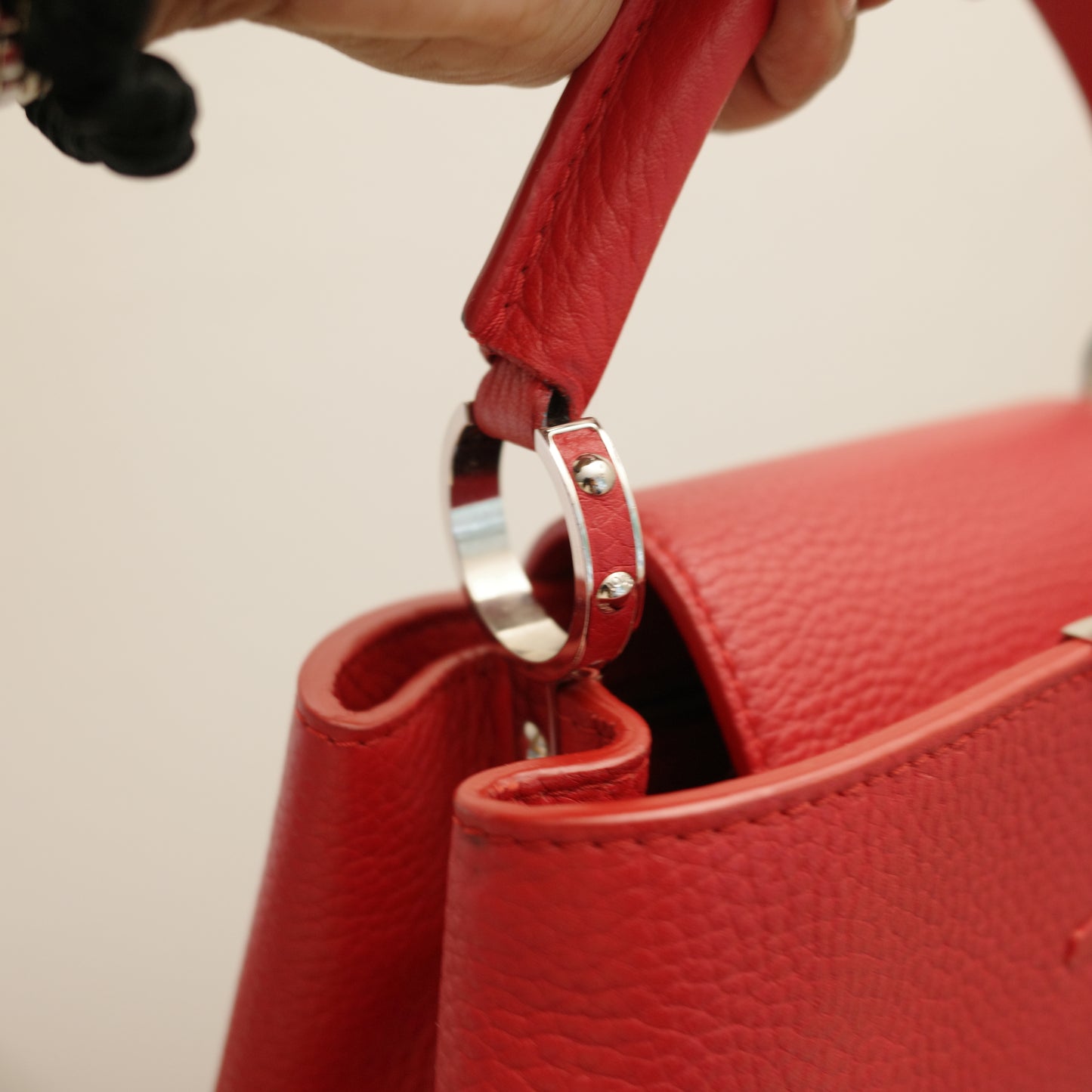 LOUIS VUITTON Red Taurillon Capucines BB