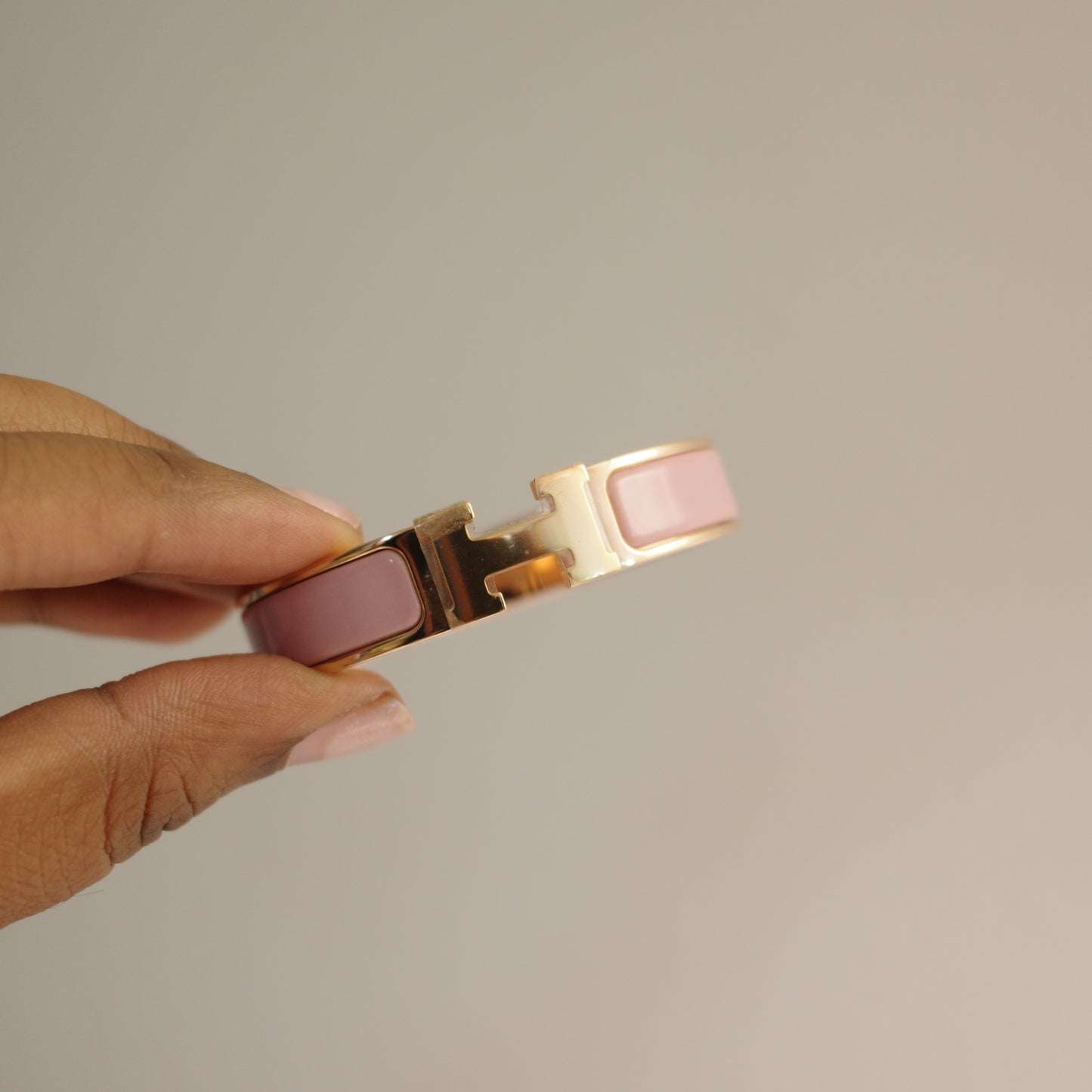 HERMES Clic H Bracelet Pink and Rose Gold