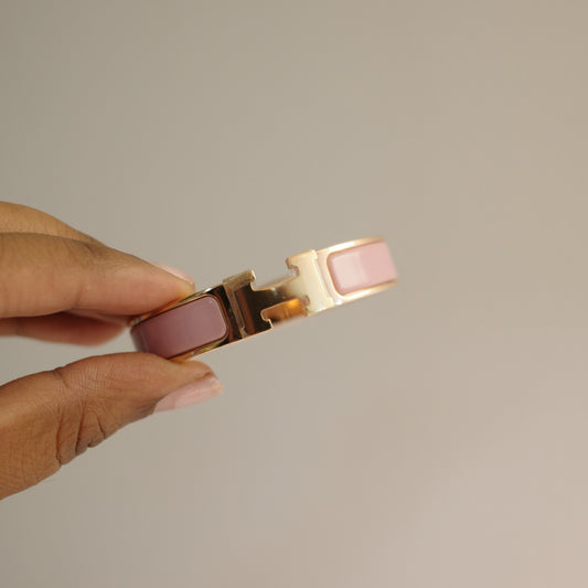HERMES Clic H Bracelet Pink and Rose Gold