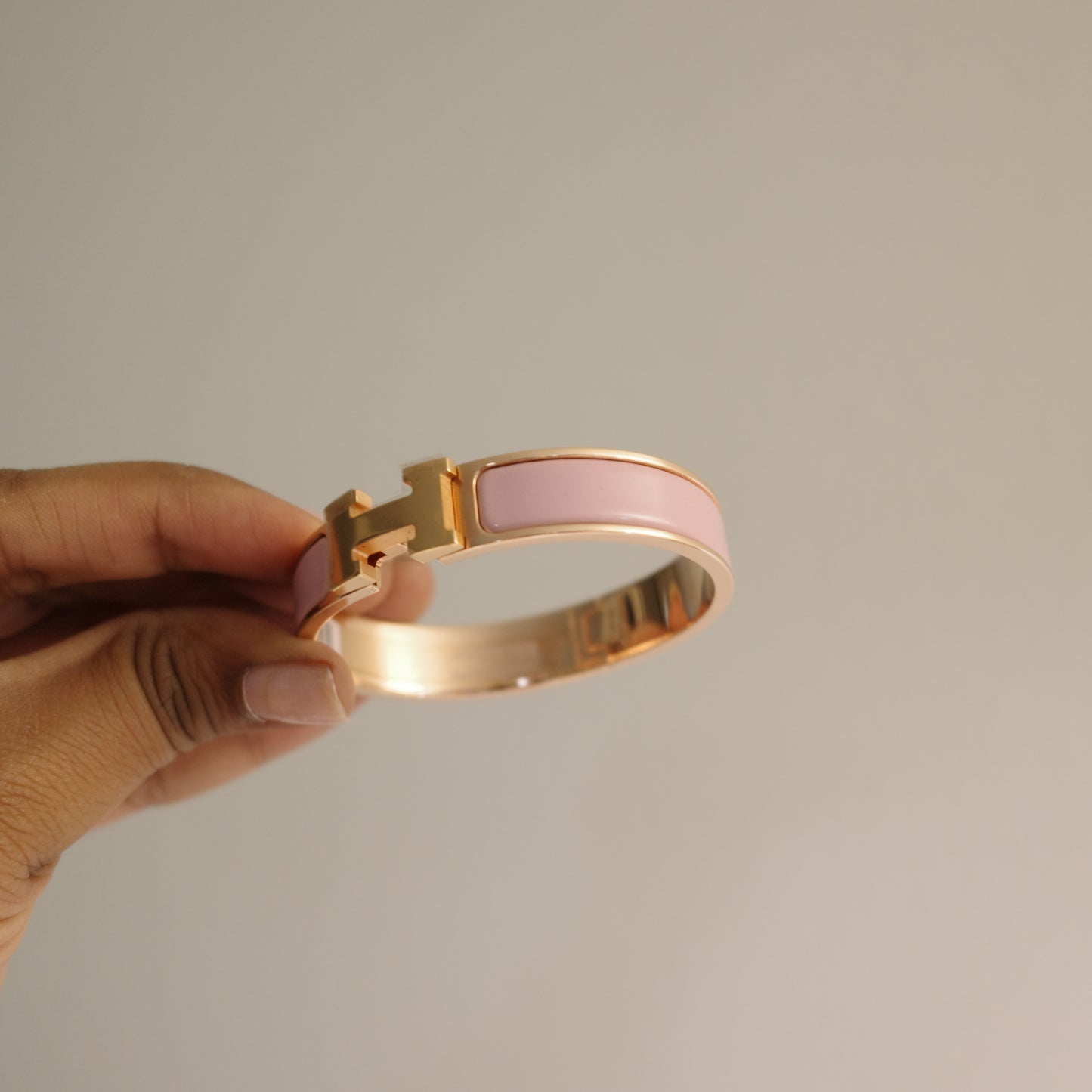 HERMES Clic H Bracelet Pink and Rose Gold