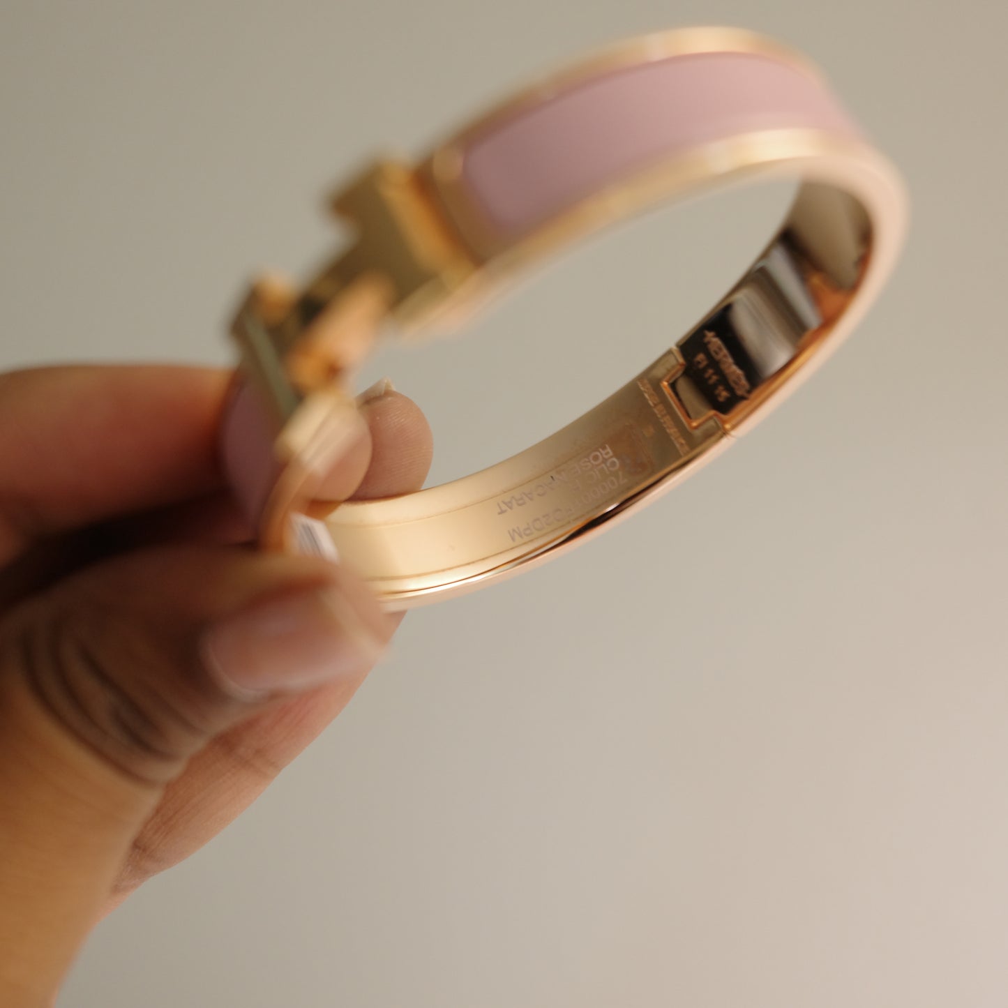 HERMES Clic H Bracelet Pink and Rose Gold