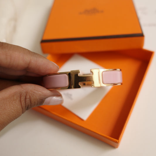 HERMES Clic H Bracelet Pink and Rose Gold
