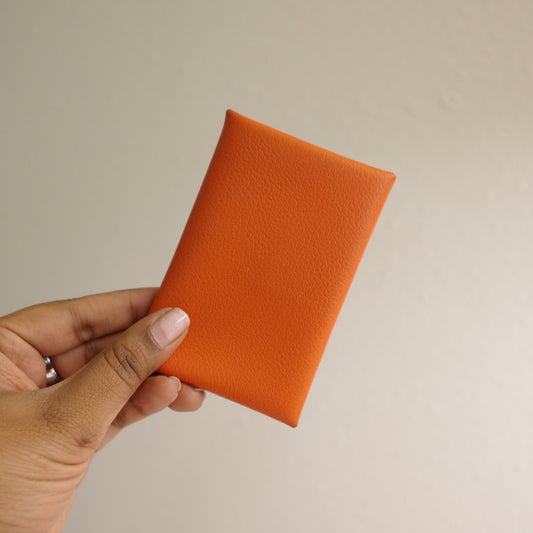 Hermes Calvi Card Case Orange
