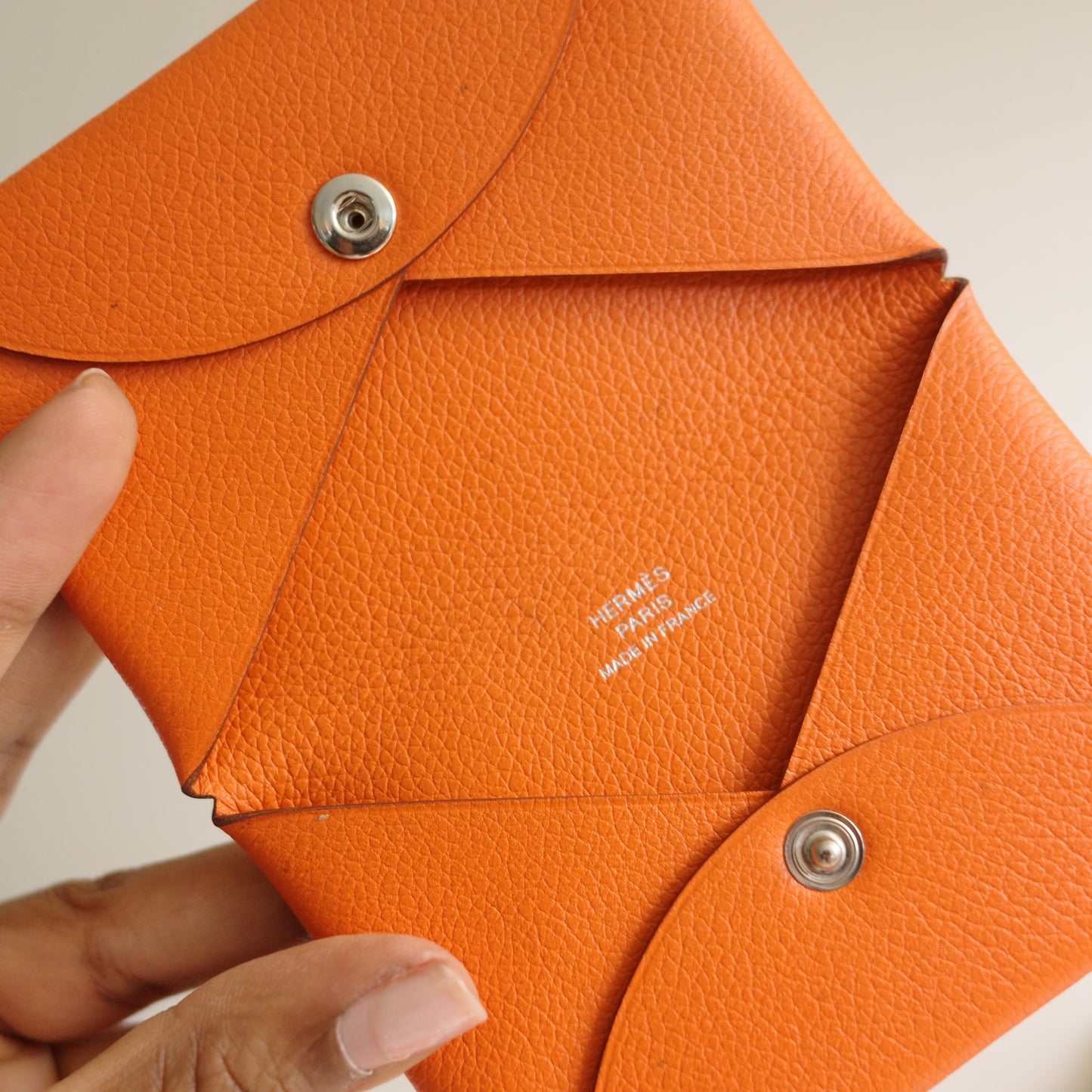 Hermes Calvi Card Case Orange