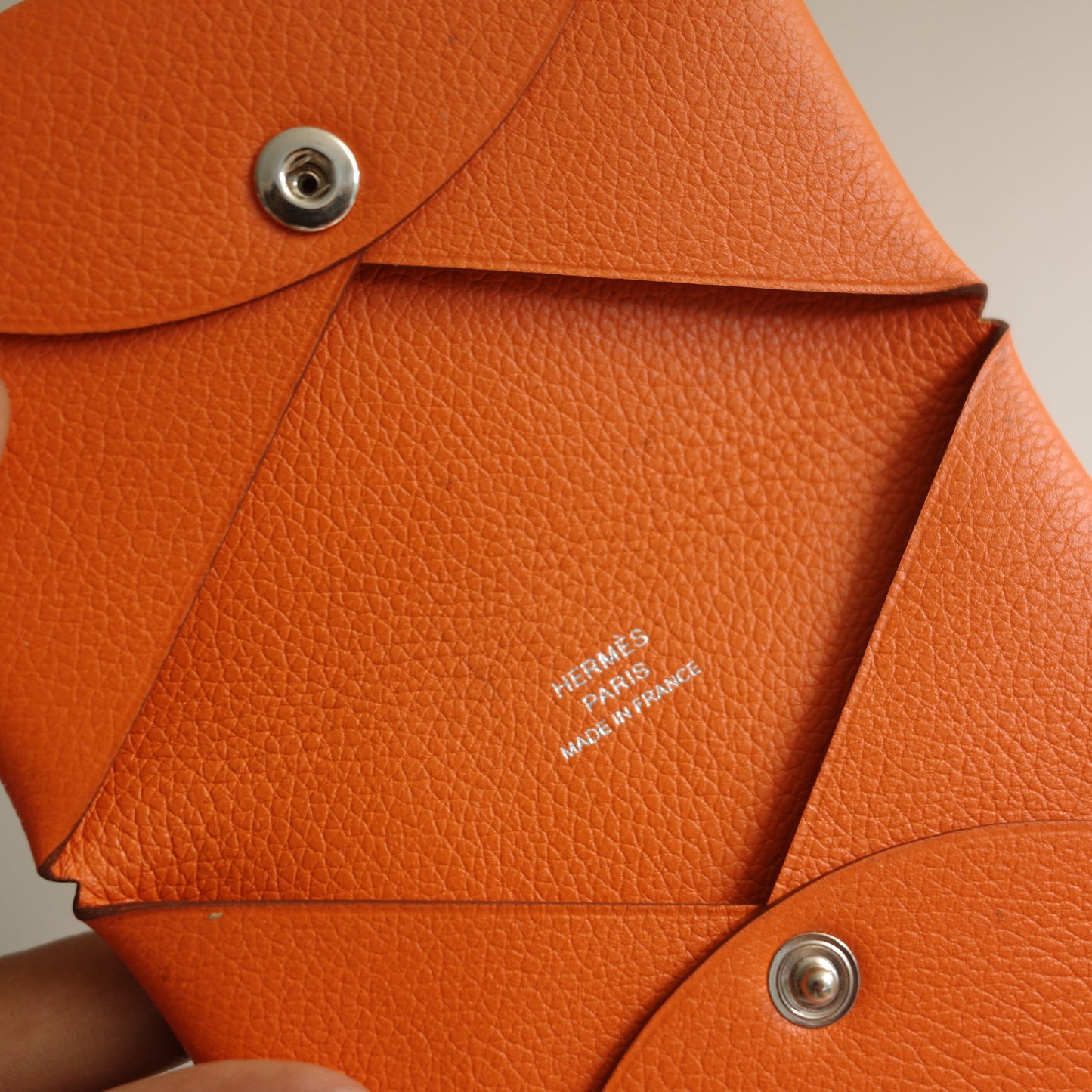 Hermes Calvi Card Case Orange