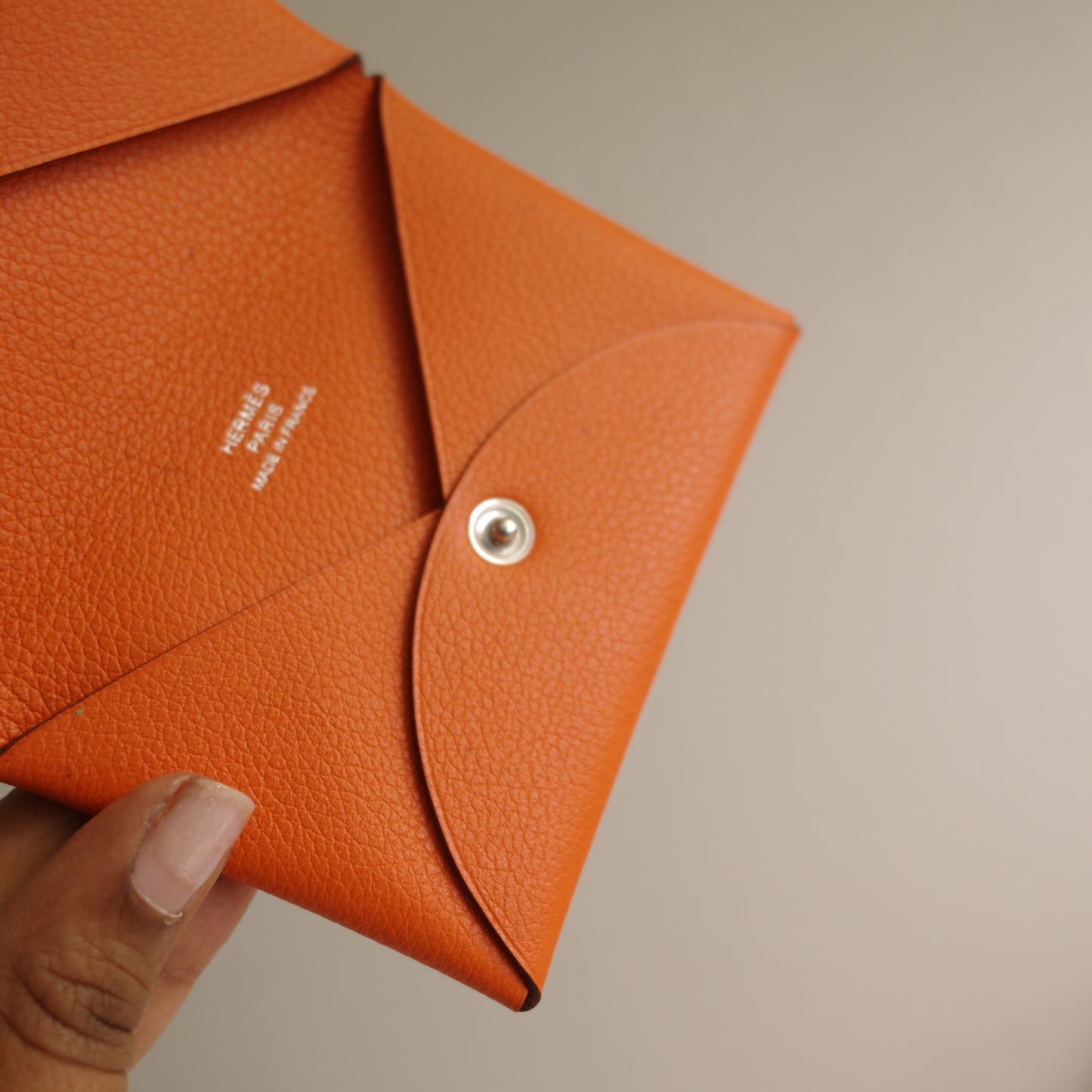 Hermes Calvi Card Case Orange