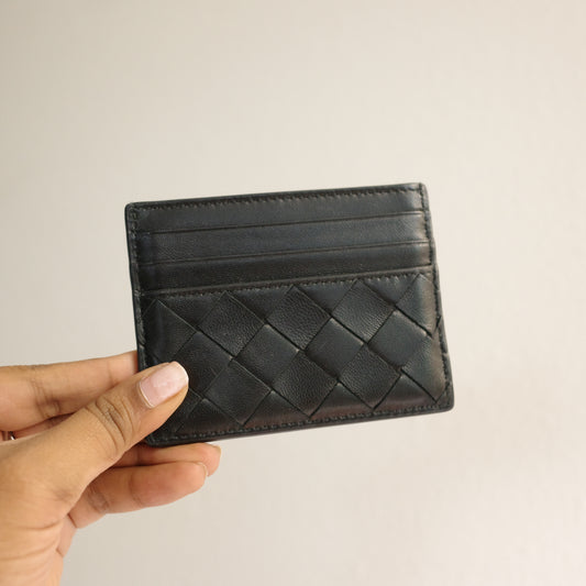 BOTTEGA VENETA Intrecciato Leather Card Case Black