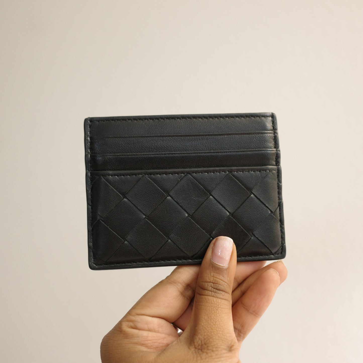 BOTTEGA VENETA Intrecciato Leather Card Case Black