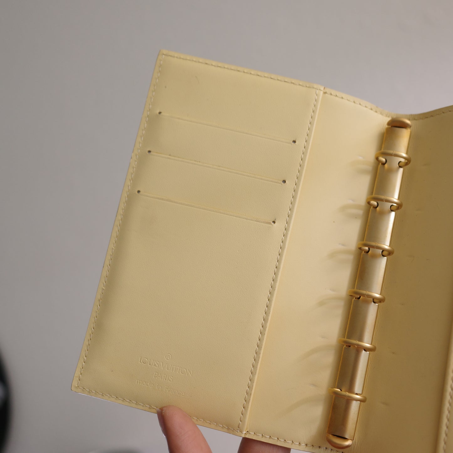 LOUIS VUITTON Butter Yellow Epi Leather Acrylic Clasp Agenda PM