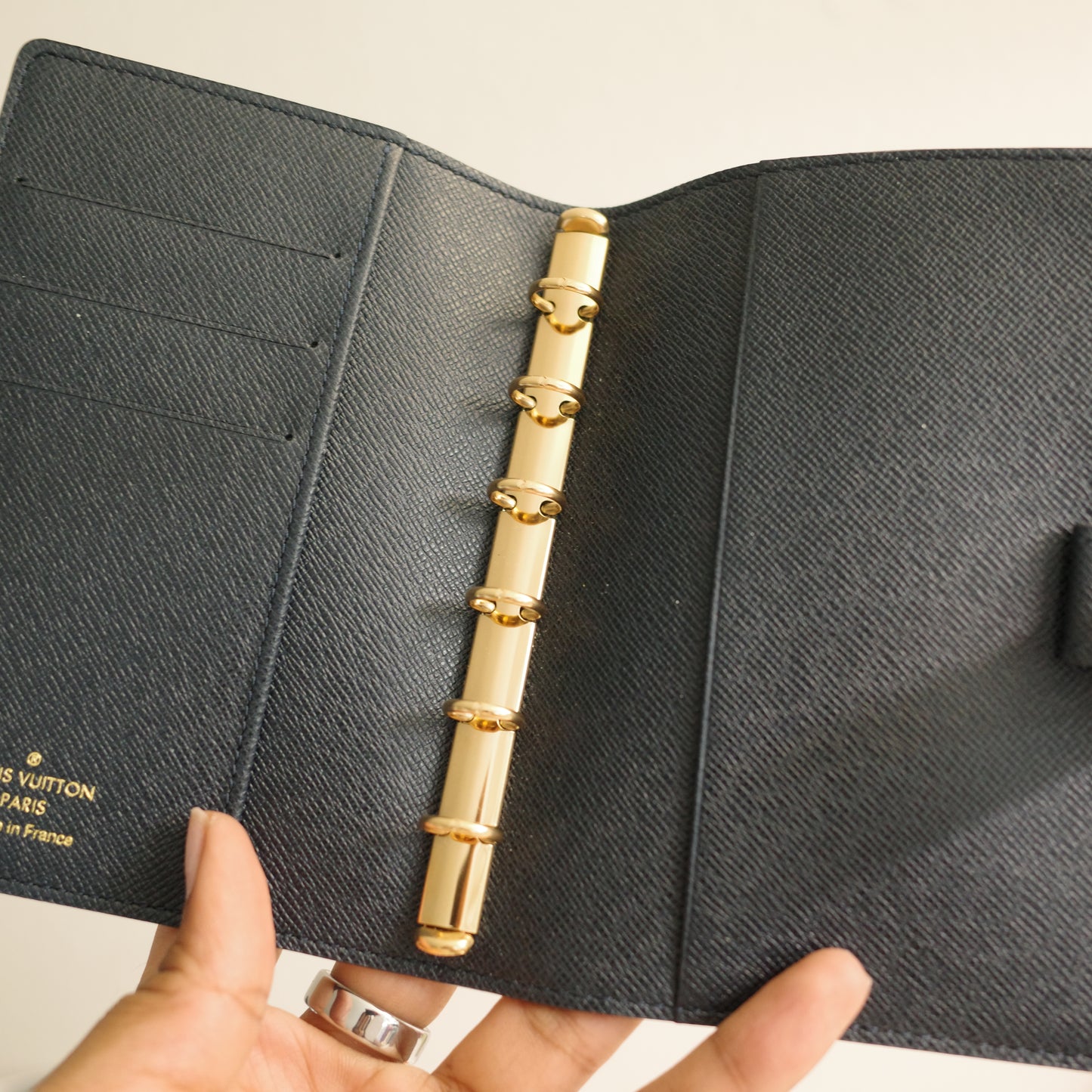 LOUIS VUITTON Mini Lin Navy Agenda MM