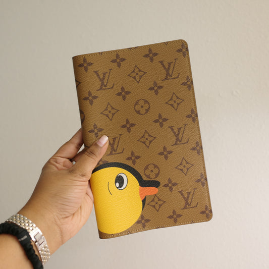 LOUIS VUITTON Reverse Monogram Duck Emily Notebook Cover MM Blue Interior