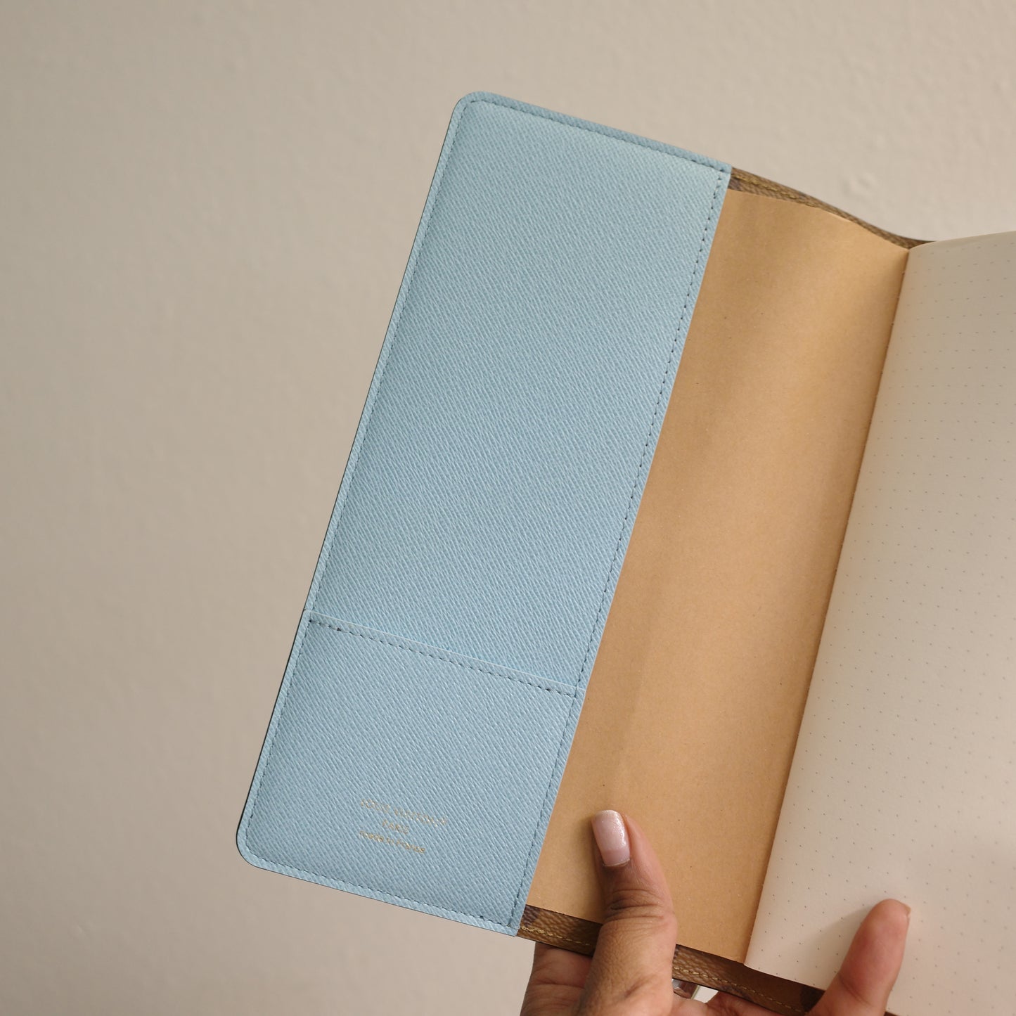LOUIS VUITTON Reverse Monogram Duck Emily Notebook Cover MM Blue Interior